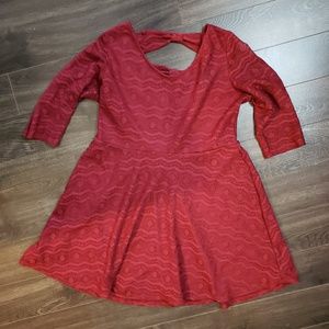 Xhilaration Crochet 3/4 Sleeve Dress in Merlot
